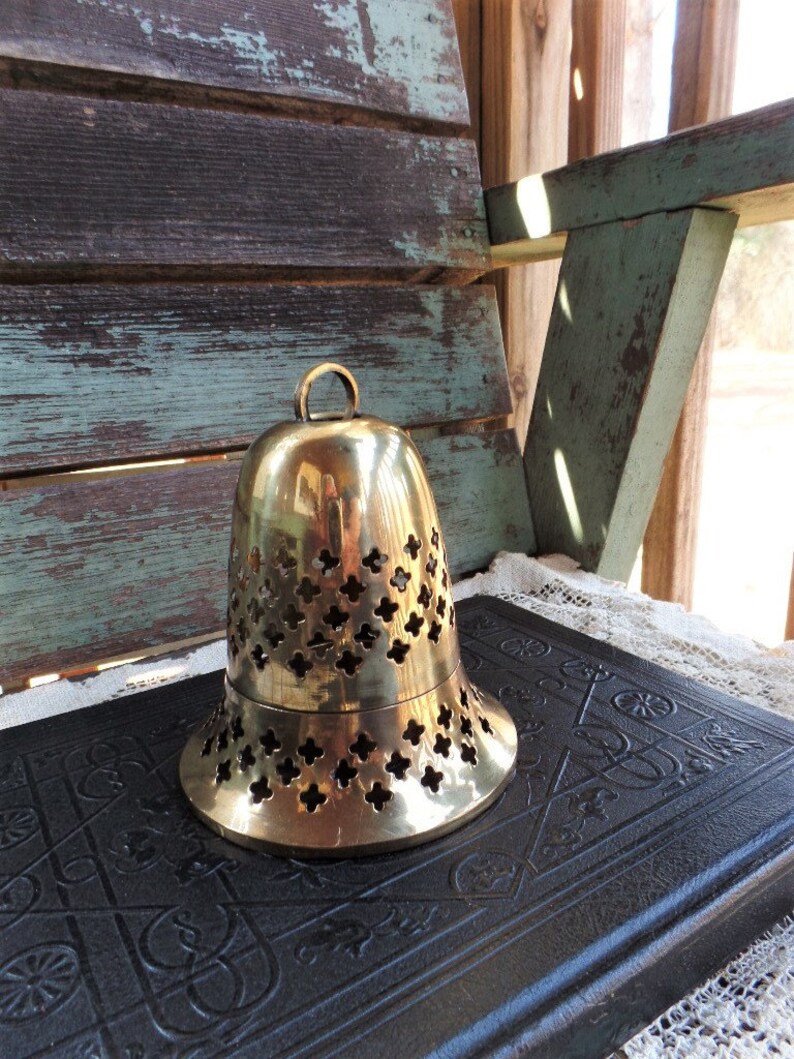 Vintage Brass Bell Shaped Candle Holder Pierced Brass Etsy