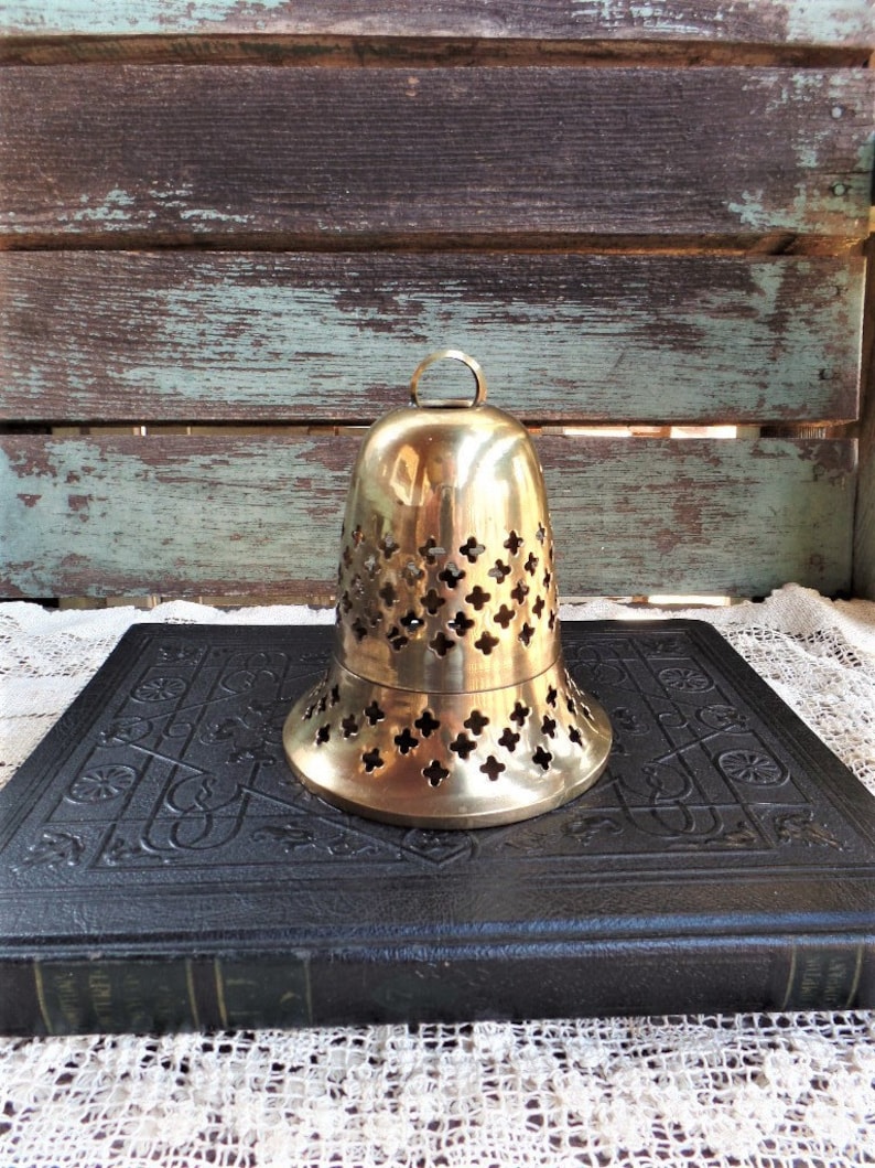 Vintage Brass Bell Shaped Candle Holder Pierced Brass Etsy