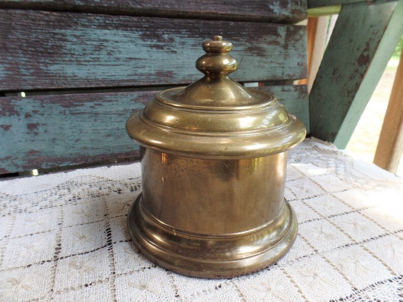 Vintage Solid Brass Lidded Jar Brass Container Urn Canister