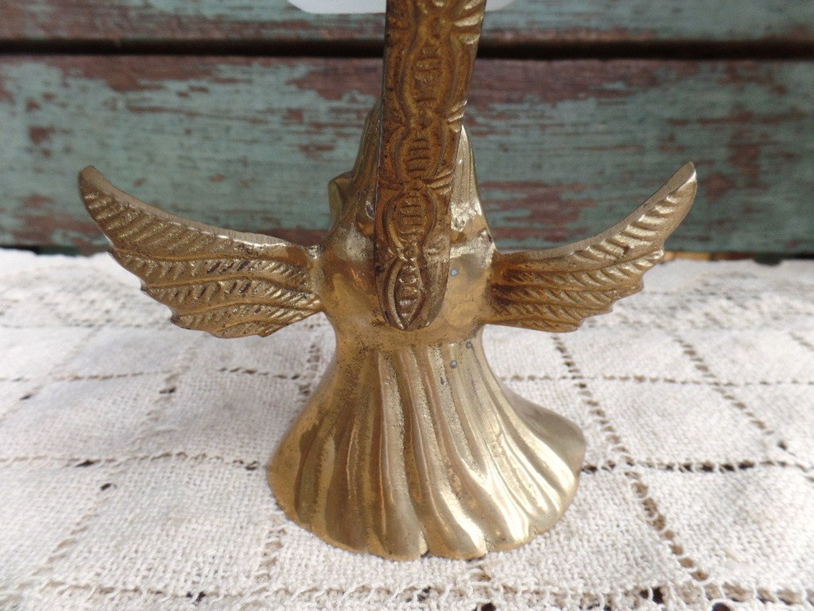 Vintage Brass Angel Candle Holder Frosted Glass Votive Etsy