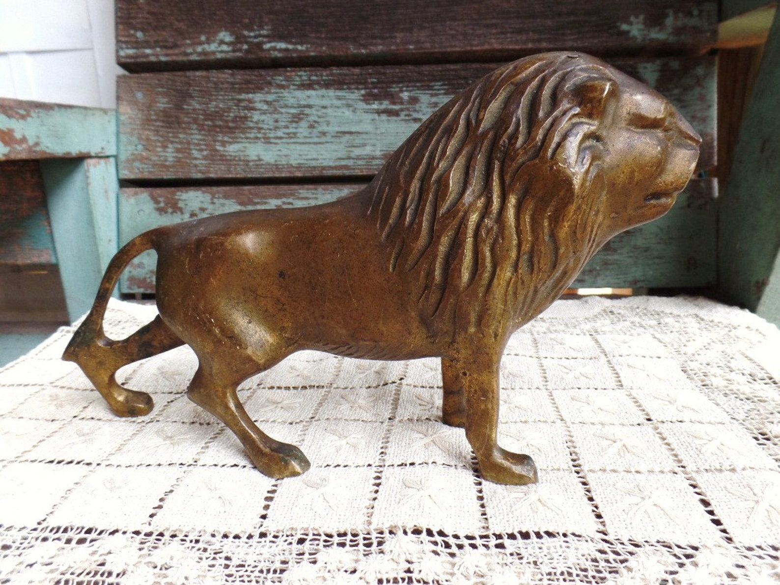 Vintage Brass Lion Figurine King of the Jungle Etsy