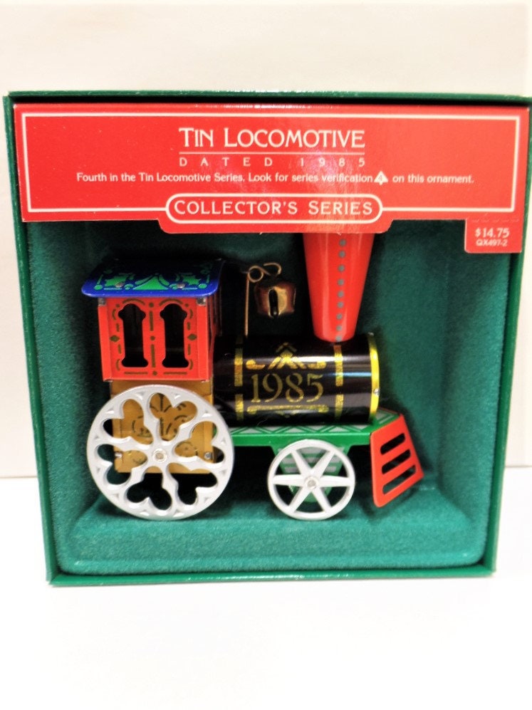 Hallmark Tin Locomotive Christmas Ornament 1985 NRFB NOS 4th in Series Pressed Tin Train
