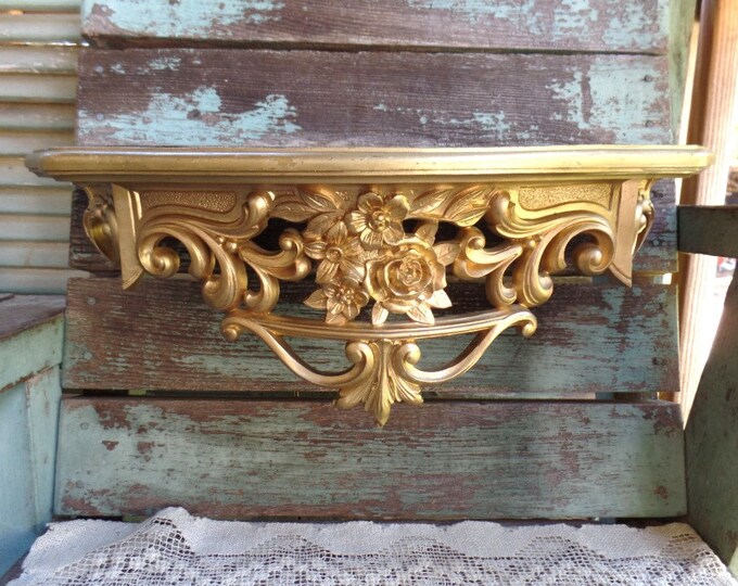 Vintage Large Gold Ornate Wall Shelf Dart Industries 1965 Etsy