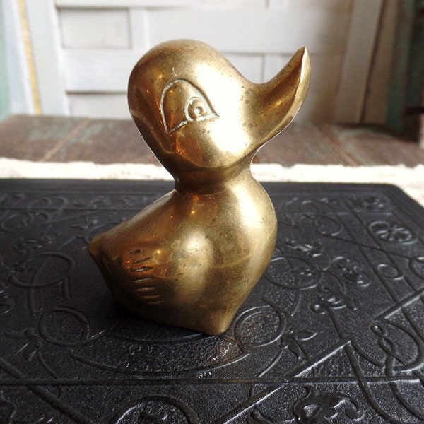 Vintage Brass Duckling Figurine Solid Brass
