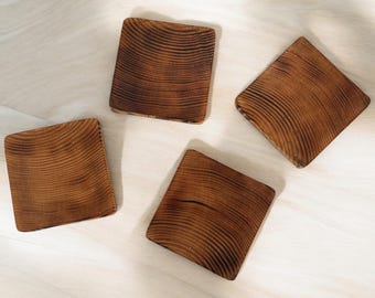Rustic burnt Oak Wooden Coaster Tungsten Oil Natural Grain