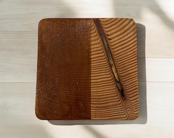 Rustic Oak Wooden Coaster Two Tone
