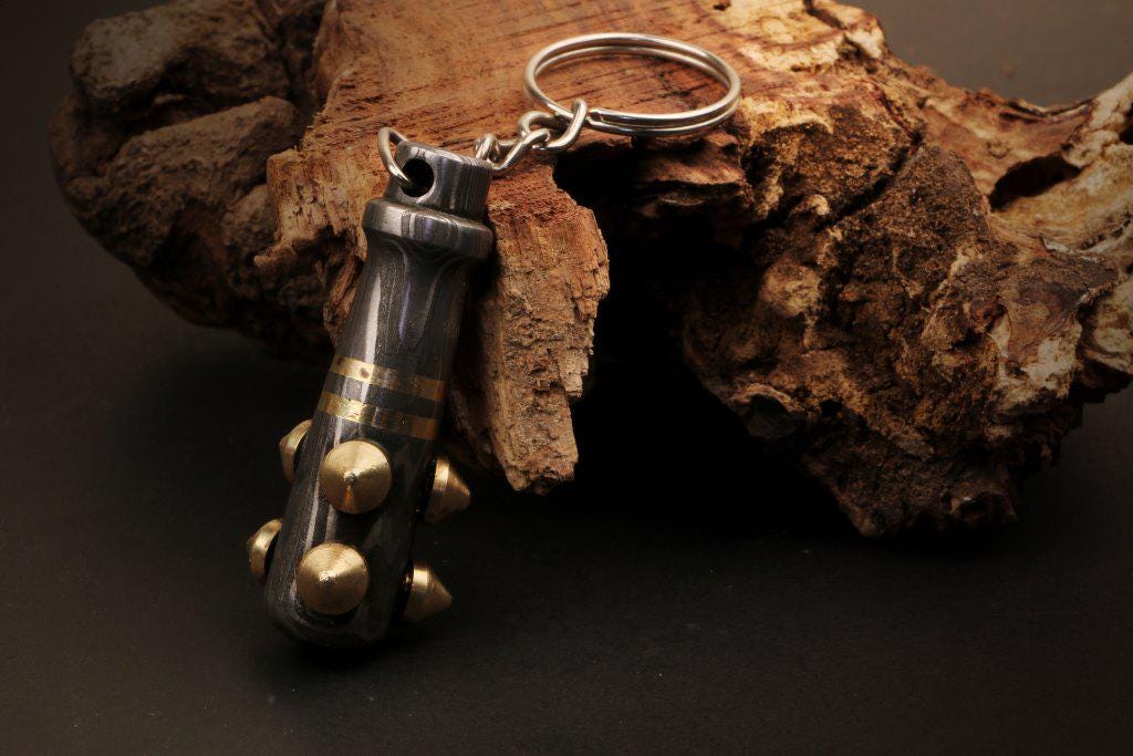Handmade Damascus Steel Baseball Bat Keychain With Brass Rivets, Buy ...
