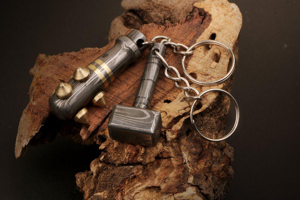 Handmade Damascus Steel Baseball Bat Keychain With Brass Rivets, Buy ...