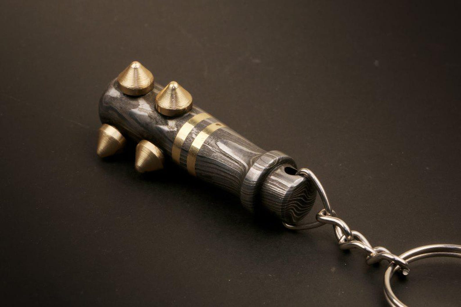 Handmade Damascus Steel Baseball Bat Keychain With Brass Rivets, Buy ...