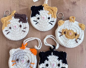 Crochet Kitten Pouch, Keychain,  Key bag, Handmade Coin or Makeup Bag, Wall Decoration
