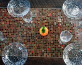 Extension Dining Table. Drop Leaf Kitchen Table. Large Dining Table. quot Stained Glass quot Mosaic. 30w x 90l x 30t. Medium Cognac Brown Finish