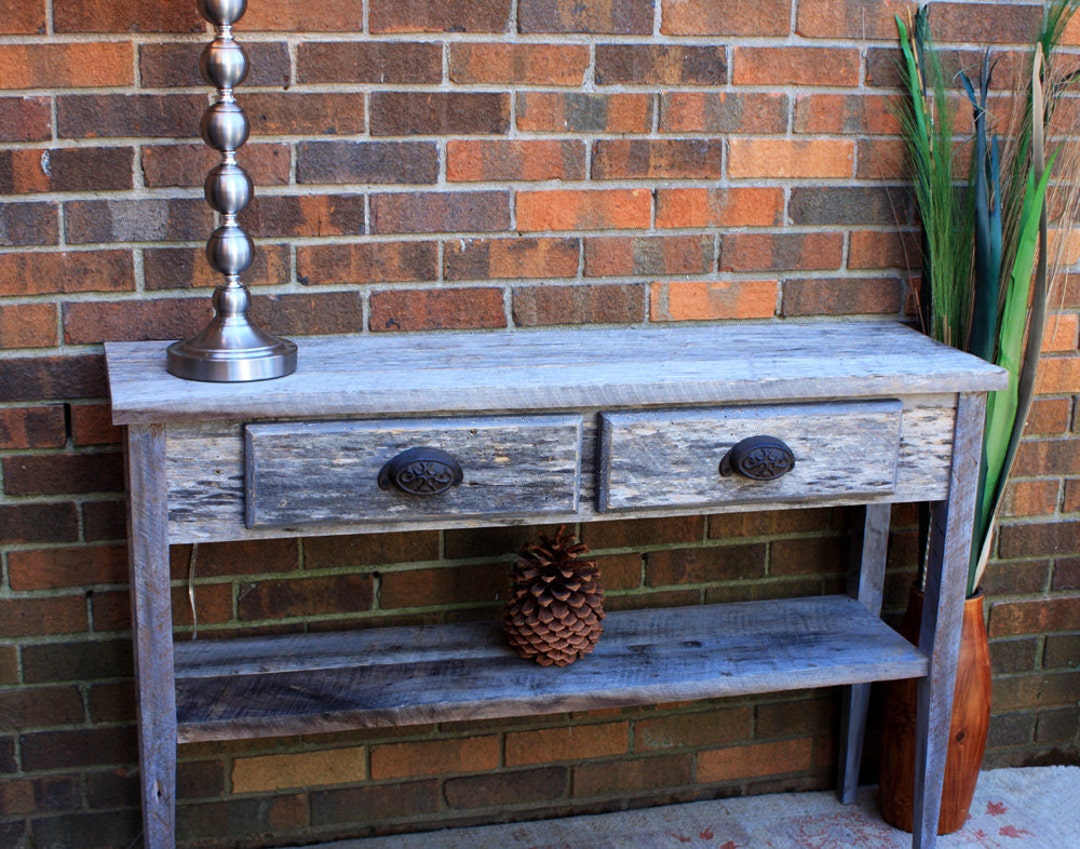 Gray Wood Hallway Table. Gray Reclaimed Sofa Table. Wood Console Table ...