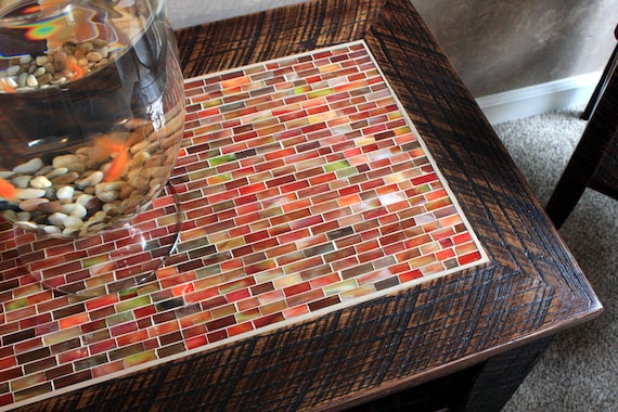 Coffee Table With Shelf Reclaimed Wood Mosaic - Stained Glass Coffee Table Coffee Table With Shelf Reclaimed Wood Mosaic - Stained Glass Coffee Table
