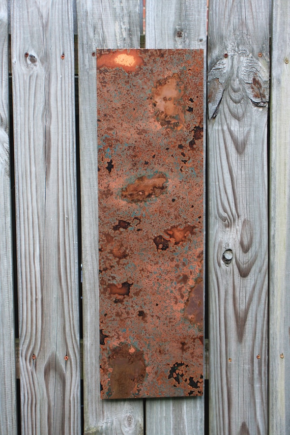 Neutral Brown Copper Wall Art. Copper Patina Art. Copper Abstract Art. Metal Wall Art. Metal Art. Metal Patina. 9w x 30l. Clear Coat Finish