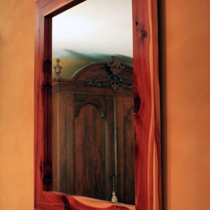 Cedar Framed Mirror. Solid Wood Framed Mirror. Natural Mirror. Organic Mirror. Eastern Cedar Framed Mirror.  30 x 36.  Clear Coat Finish.