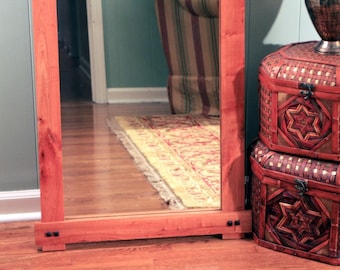 Rustic Cherry Floor Standing Mirror. Cherry Full Length Mirror. Arts and Crafts Cherry Mirror. Wall Mirror. 24 x 72. Clear Coat Finish