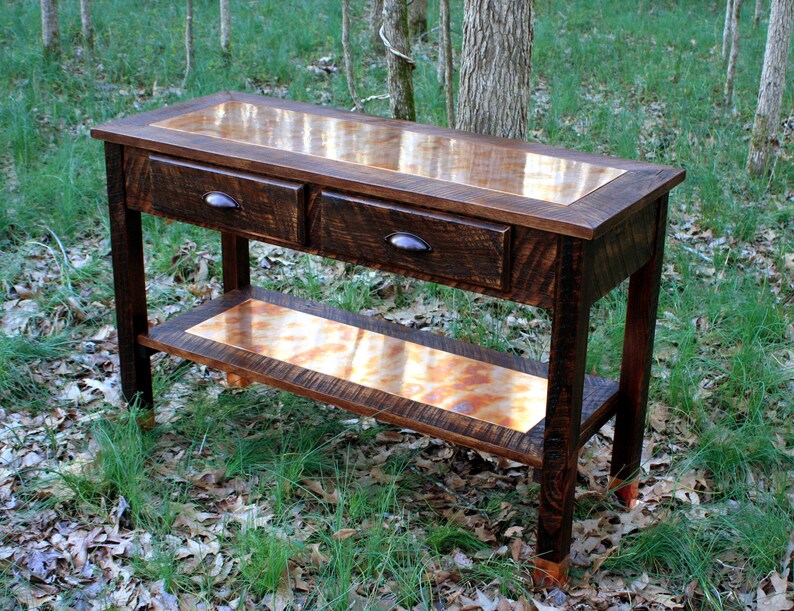 Large Copper Sofa Table. Copper Top Console Table. Copper Etsy