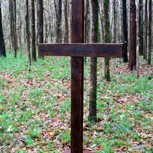 Large Wooden Cross on Stand. Very Large Wooden Cross on Stand. Church Stand Cross. Dark Brown Cross.  40 w x 63 l Cross.  Dark Brown Finish