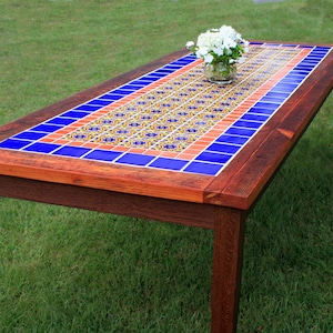 Talavera Tile Dining Table. Very Large Dining Table. Mexican Tile Dining Table. 114 L x 41 W x 30 T. Brazilian Rosewood Sierra Finish. image 9