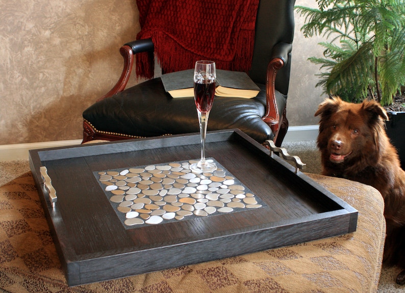 Large Modern Ottoman Tray Stainless Mosaic Centerpiece Etsy