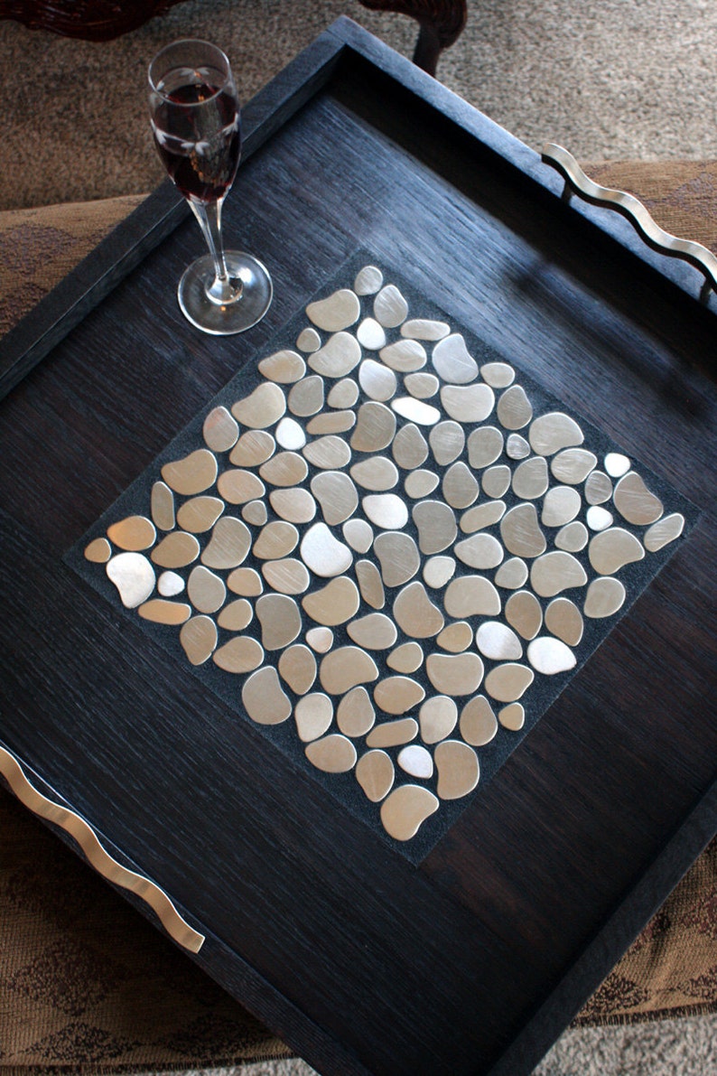 Large Modern Ottoman Tray Stainless Mosaic Centerpiece Etsy