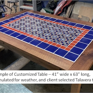 Talavera Tile Dining Table. Very Large Dining Table. Mexican Tile Dining Table. 114 L x 41 W x 30 T. Brazilian Rosewood Sierra Finish. image 10