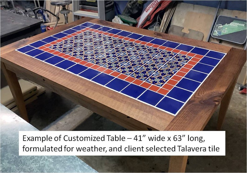 Talavera Tile Dining Table. Very Large Dining Table. Mexican Tile Dining Table. 114 L x 41 W x 30 T. Brazilian Rosewood Sierra Finish. image 10