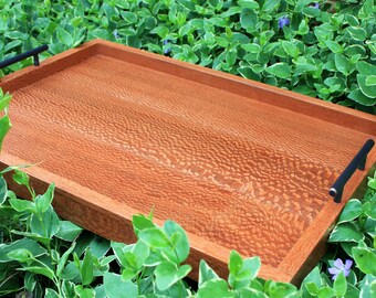 Serving Tray.  Rectangle Ottoman Tray.  Wood Serving Tray. Leopard Wood. 18 x 26. Clear Coat Finish.