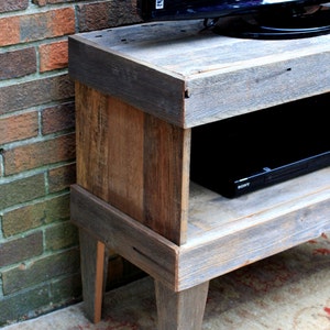 TV Stand. TV Stand Rustic. Media Cabinet. Reclaimed Wood TV Stand. Rustic Media Center. Media Console. 35 w x 14 d x 25 t. Unfinished. image 2