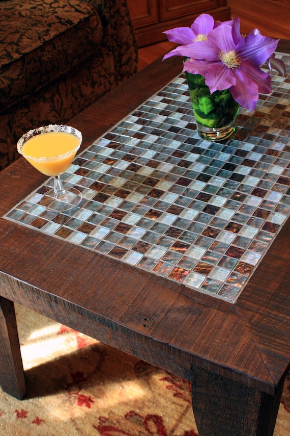 Mosaic Coffee Table Reclaimed Wood Tile - Coffee Table Mosaic Mosaic Coffee Table Reclaimed Wood Tile - Coffee Table Mosaic