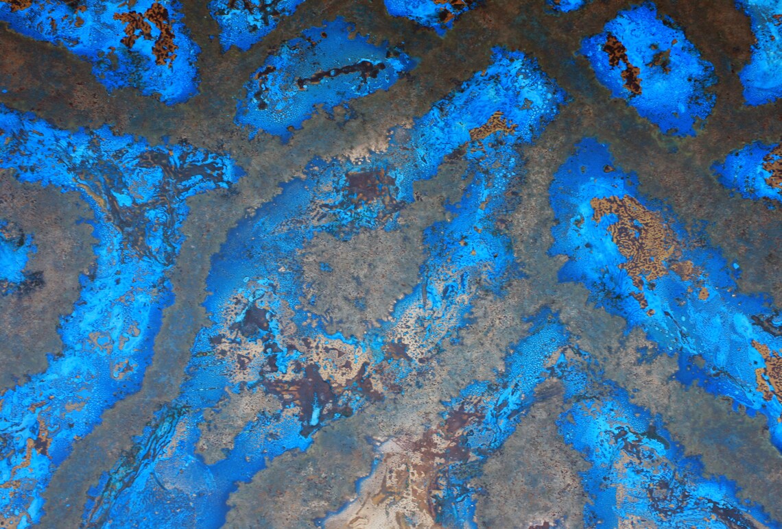 Blue Copper Metal Art. Copper Patina Art. Copper Wall Decor. Etsy