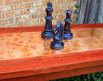 Game Table. Small Dining Table. Solid Cherry Dining Table. Copper Table. "Copper Patina" Centerpiece. 26w x 54l x 30t. Cherry Finish