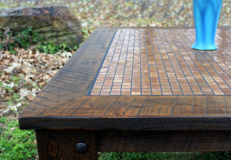 Large Copper Coffee Table. Copper Mosaic Coffee Table. Rustic image 3