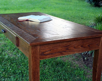 Home Office Desk. Large Desk. Desk with Drawer. Reclaimed Wood Desk. Computer Desk. 60"l x 30"w x 30"t. Distressed Choclate Brown Finish.