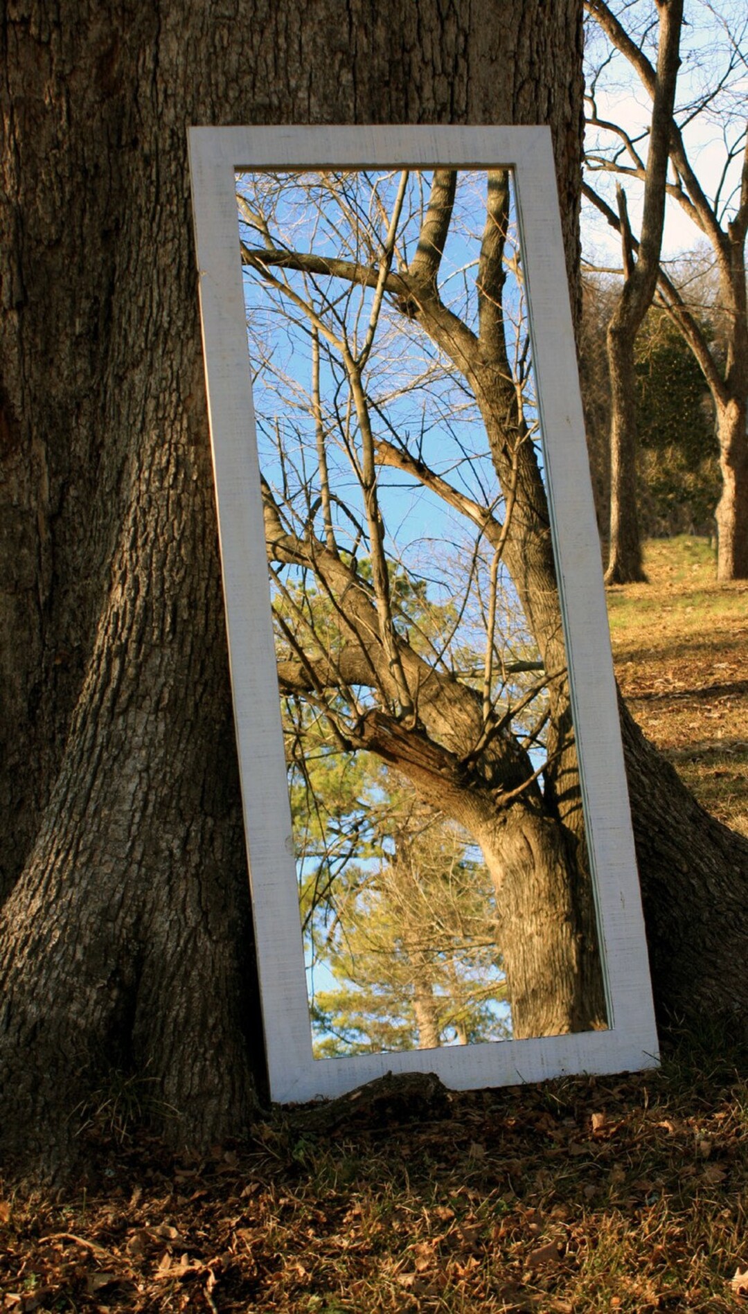 Full Length Framed Mirror. Distressed White Framed Mirror. Etsy