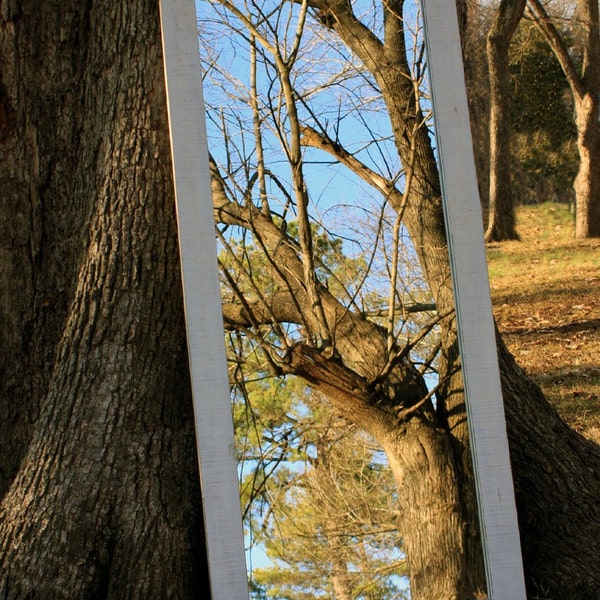 White Distressed Long Mirror Etsy