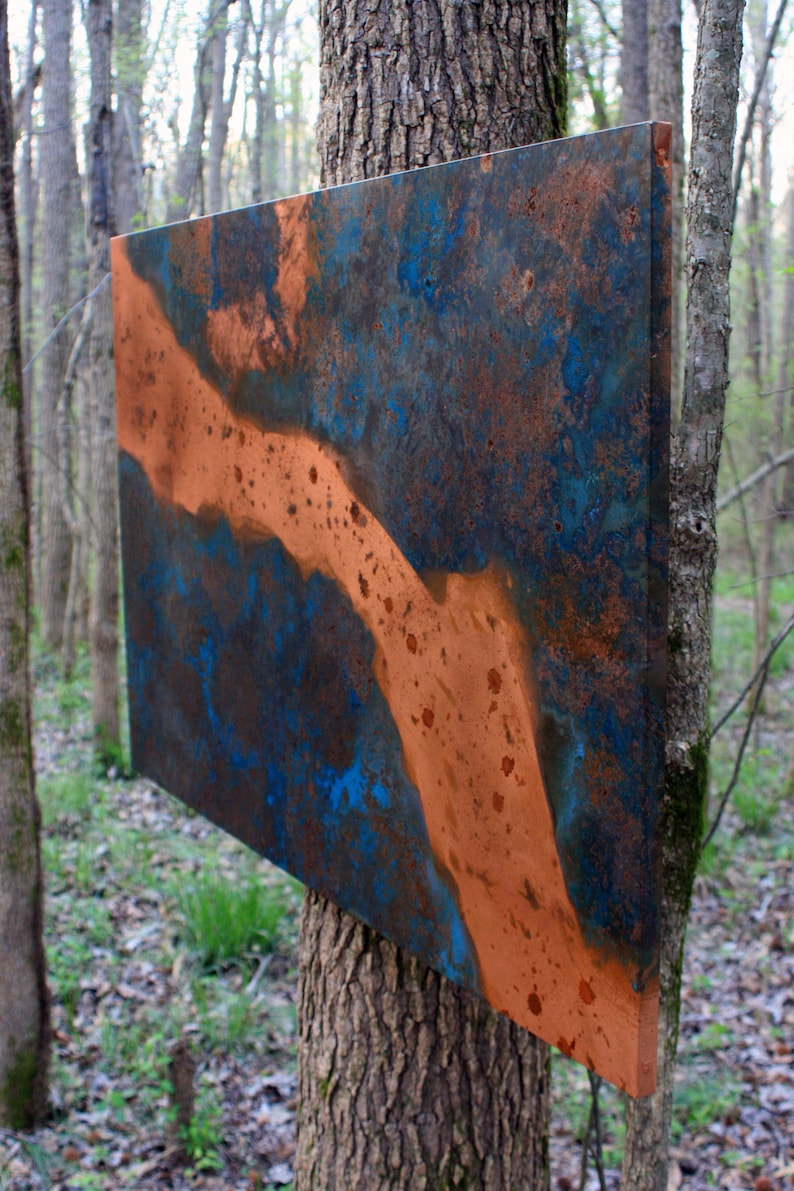 Copper Abstract Art. Light Copper Wall Art. Copper Patina Art. Etsy