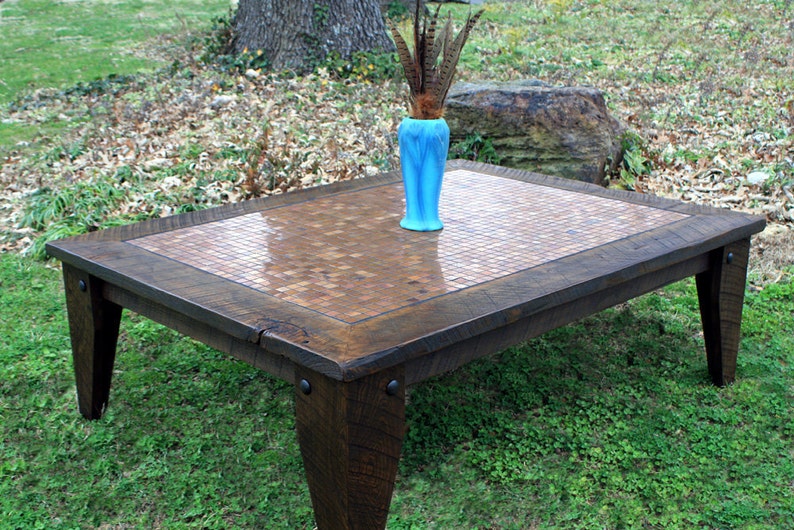 Large Copper Coffee Table. Copper Mosaic Coffee Table. Rustic Etsy