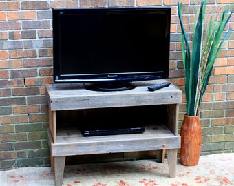 TV Stand.  TV Stand Rustic.  Media Cabinet.  Reclaimed Wood TV Stand. Rustic Media Center. Media Console. 35 w x 14 d x 25 t.  Unfinished.
