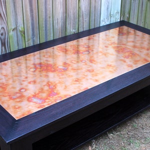 Very Large Copper Coffee Table. Copper Patina Coffee Table. Copper & Black Finish Coffee Table. 72&quot; long x 36&quot; wide x 17&quot; tall. Ebony Finish