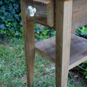 Rustic Side Table. Natural End Table. Reclaimed Wood End Table. Rustic Side Table w/ Drawer. 12w x 15l x 24t. Natural Finish image 4