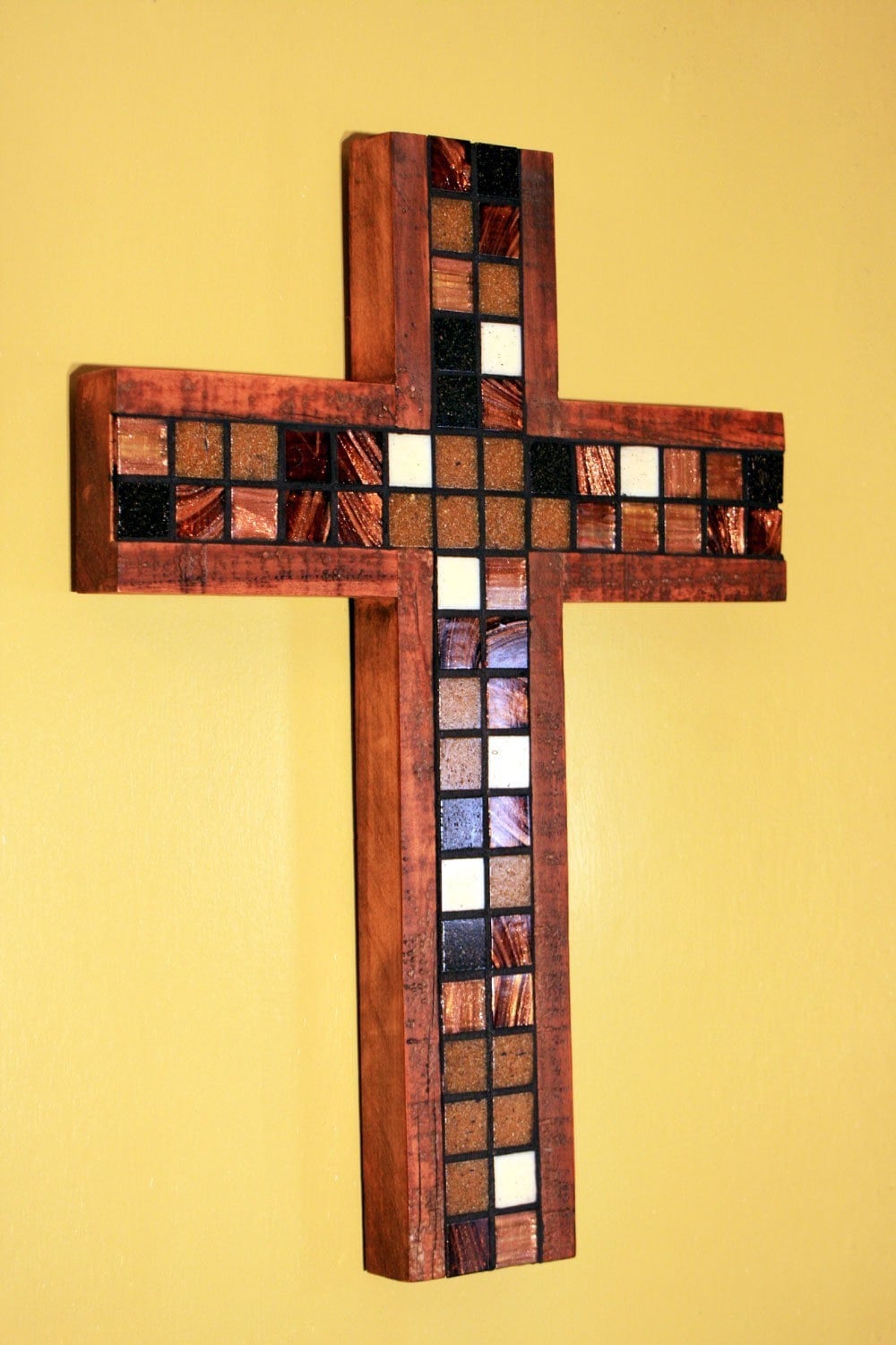 Tile Wood Cross. Mosaic Tile Cross. Irridescent Tile Cross. Etsy