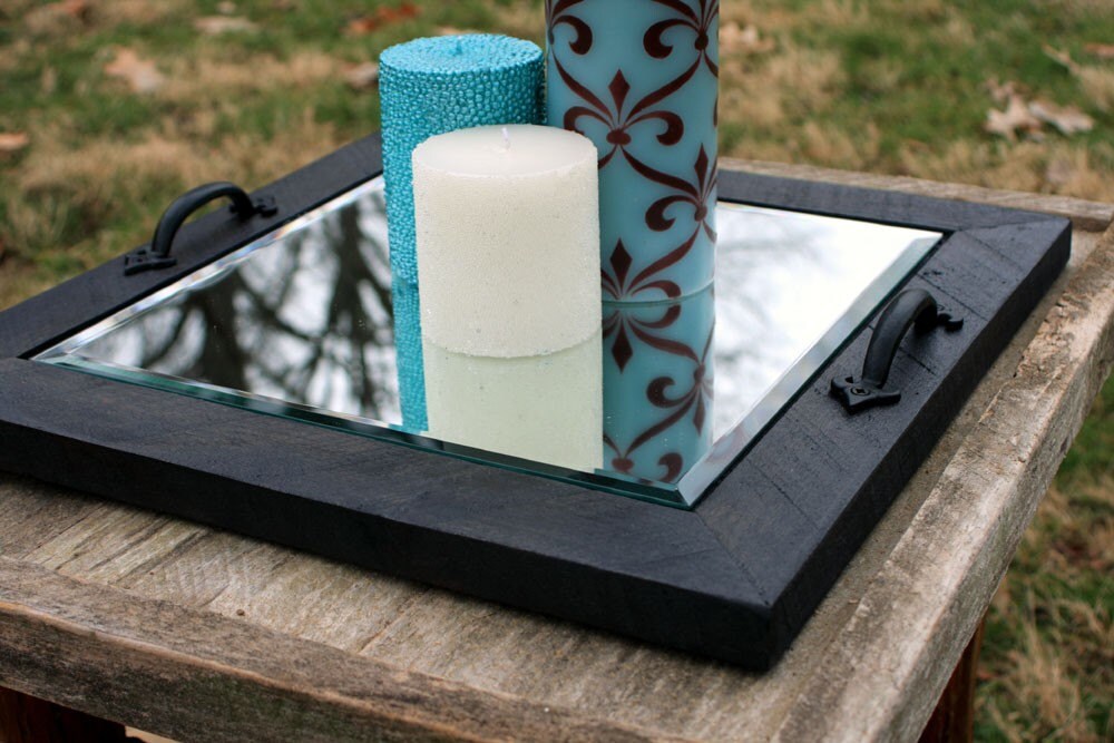 Black Mirror Tray. Candle Tray. Mirror Candle Tray. Coffee Etsy