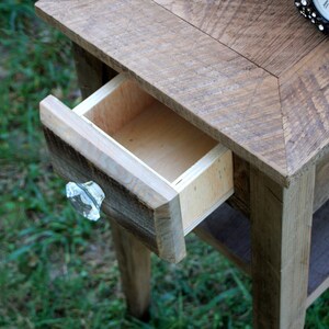 Rustic Side Table. Natural End Table. Reclaimed Wood End Table. Rustic Side Table w/ Drawer. 12w x 15l x 24t. Natural Finish image 5