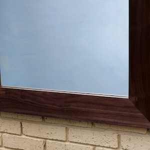 Walnut Framed Mirror.  Dark Walnut Framed Mirror. Solid Walnut Mirror. 45 Inch Mirror. Custom Framed Mirror. 30 x 45. Dark Satin Finish.