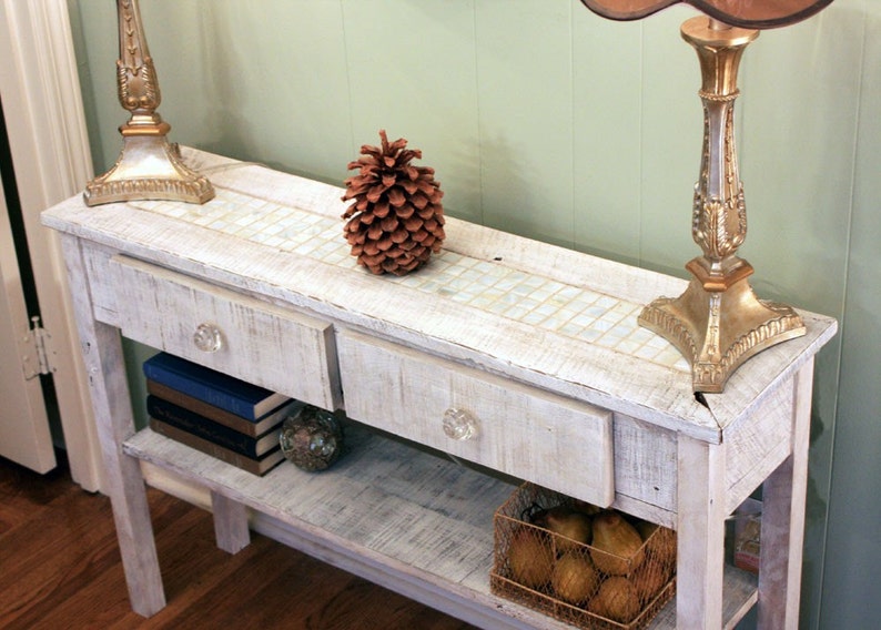 Whitewashed Sofa Table. White Hallway Table. Whitewash Entry Etsy