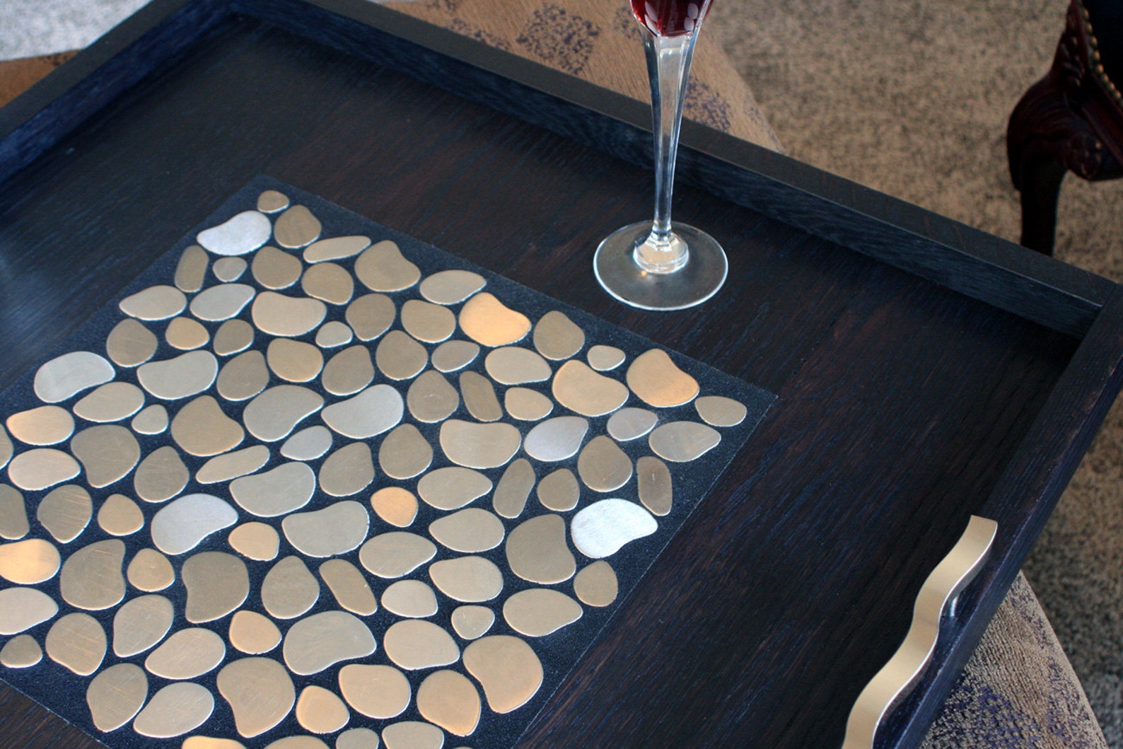 Large Modern Ottoman Tray Stainless Mosaic Centerpiece Etsy