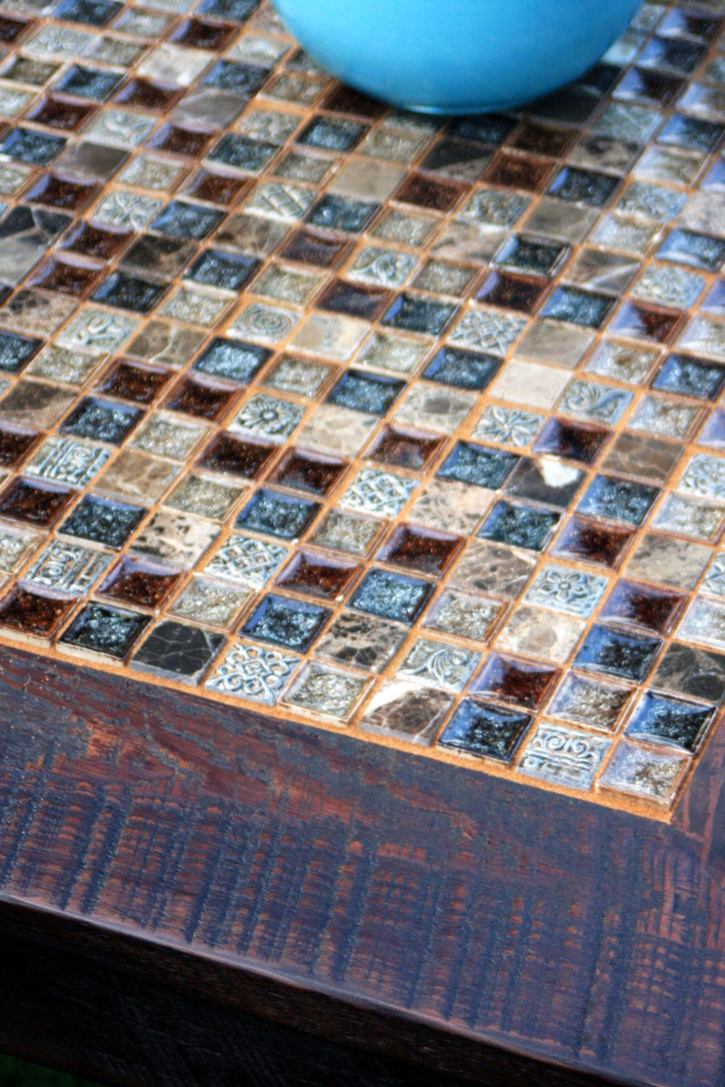 Coffee Table. Mosaic Coffee Table. Glass and Stone Tile Mosaic Etsy