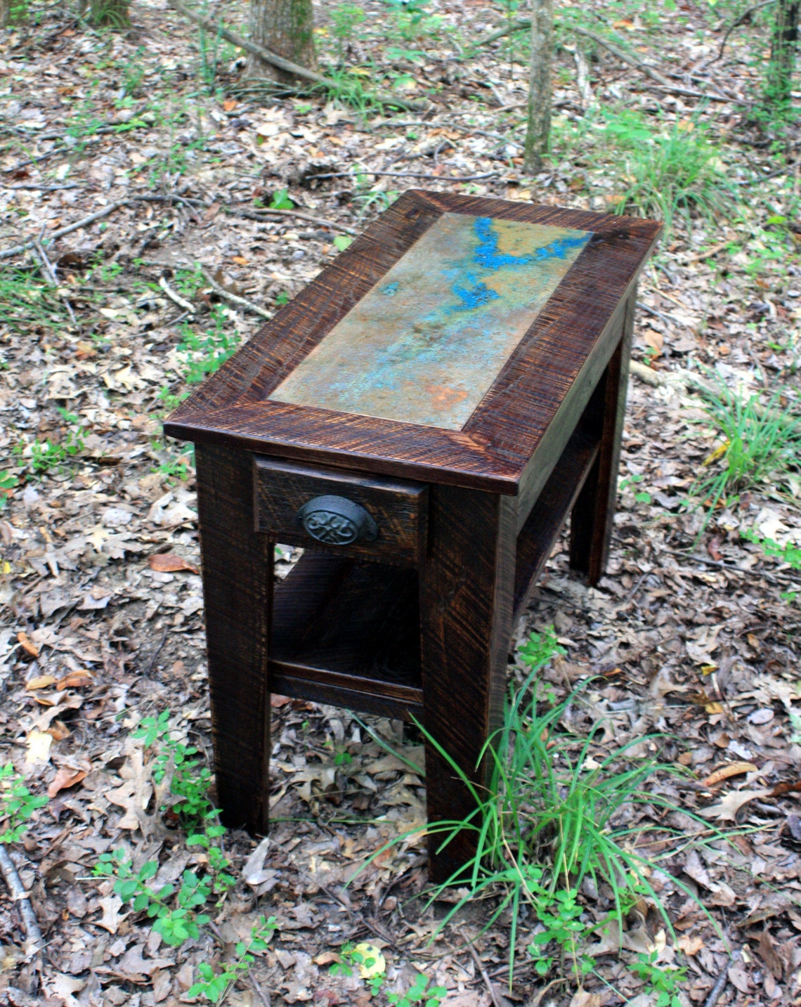 Large Copper Side Table. Copper Patina End Table. Rustic Metal Etsy