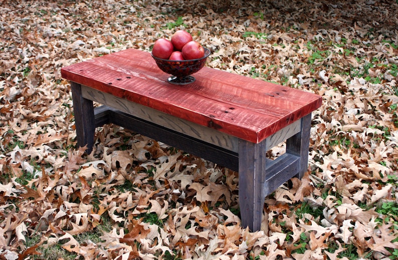 Coffee Table, Reclaimed Wood, Rustic Contemporary, Three Tone Distressed Finish Handmade image 1